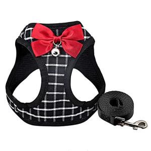 Hitasi ペット犬 猫 用 ハーネス 可愛い チェック柄 かわいい 小型犬 超小型犬 ハーネス リード セット 猫ハーネ
