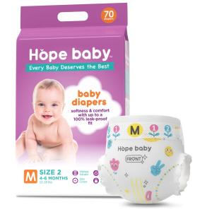 HOPE BABY オムツ テープ M (6~8kg) 70枚 ふわふわを感じる 赤ちゃん おむつ たっぷり吸収 紙おむつ 長｜supiyura