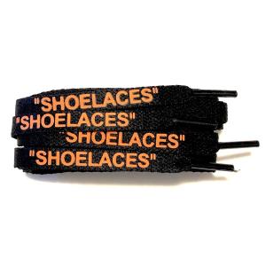 (KICKSROCK) CLASSIC FLAT SHOELACES (120cm, ブラック/オレンジロゴ（FLAT）)｜supiyura