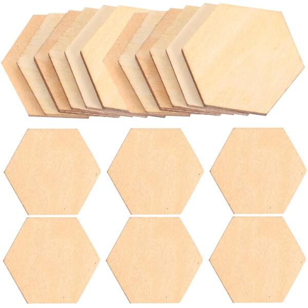 木材 木製スライス 木材チップ 木材 板 天然木 木片 角材 100ピース 30mm 未完成 六角 ...