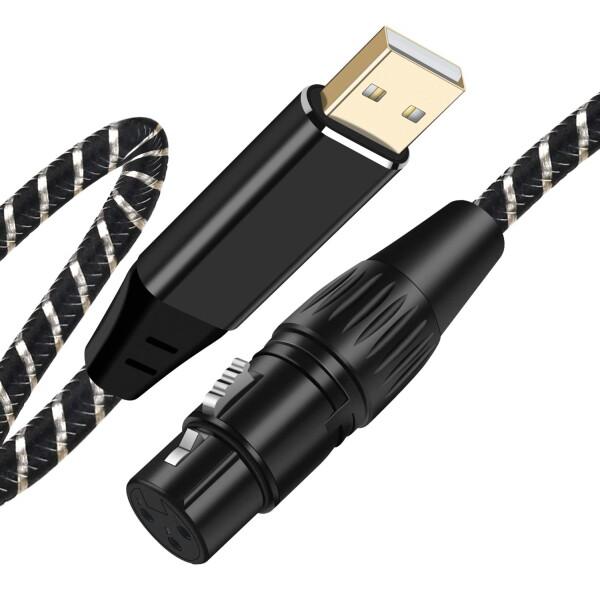 USBマイクロフォンケーブル 3M USB-XLRプラグ マイクロフォンオーディオケーブル USB ...