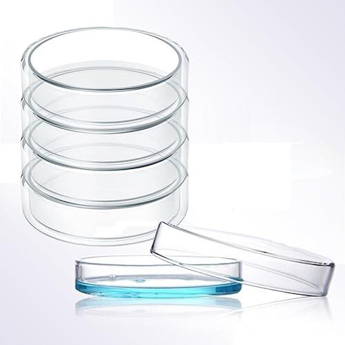 シャーレ ペトリ皿 ガラス製 蓋付き 5個セット 耐熱450[度] ホウケイ酸 細胞 培養用 研究室...