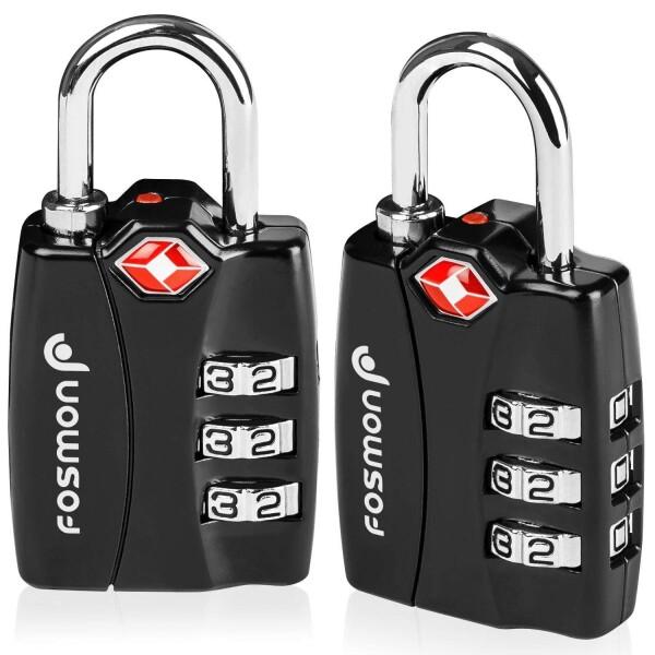 Fosmon TSAロック、3桁の組み合わせロック、南京錠、キー、海外旅行、荷物スーツケース、ジッパ