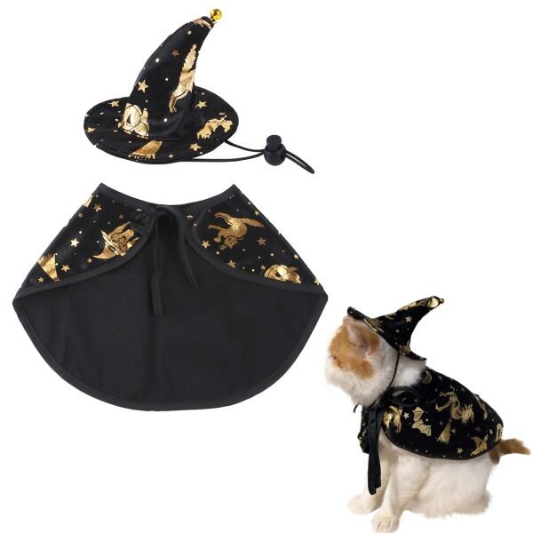 DFsucces ハロウィン 猫 小型犬用 コスプレ仮装 衣装 ペット 魔女 帽子セット 小型犬 コ...