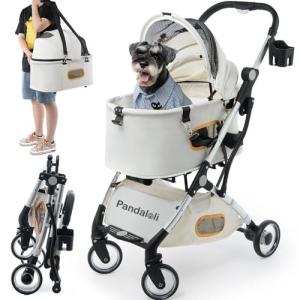 Pandaloli ペットカート 犬 バギー カート:小型犬 中型犬 犬用 猫 多頭 耐荷重30Kg バスケット取り外｜supiyura