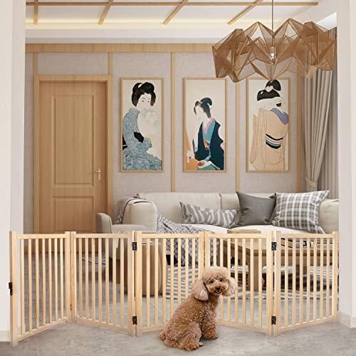 木製犬用ゲートペットフェンス、折り式バリア、ペット用家具フェンス 、安全柵 脱走防止 飛び