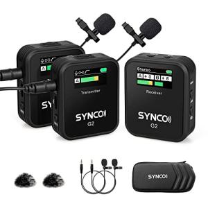 ワイヤレスマイク, SYNCO G2A2 ノイズキャンセリング 音量調整 ミュート 音声モニター 長時間稼働