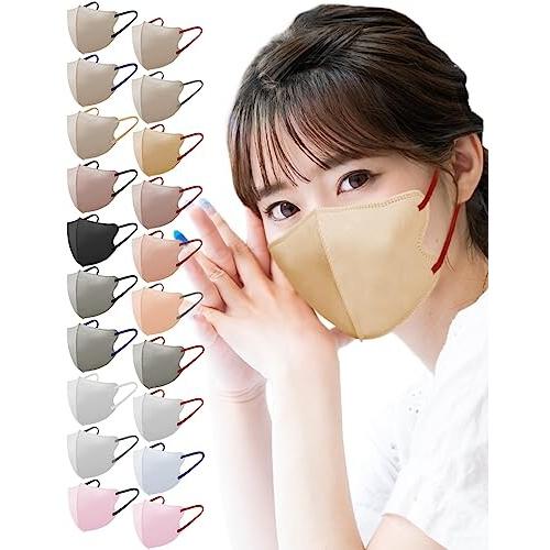 (LaViness) マスク 不織布 立体 立体マスク 日本製 30枚 (サンドベージュ×ワインレッ...