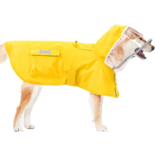 MAMORE 犬用レインコート ポンチョ ドッグ雨具 着脱簡単 防水 撥水 防風 反射材 フード付き...