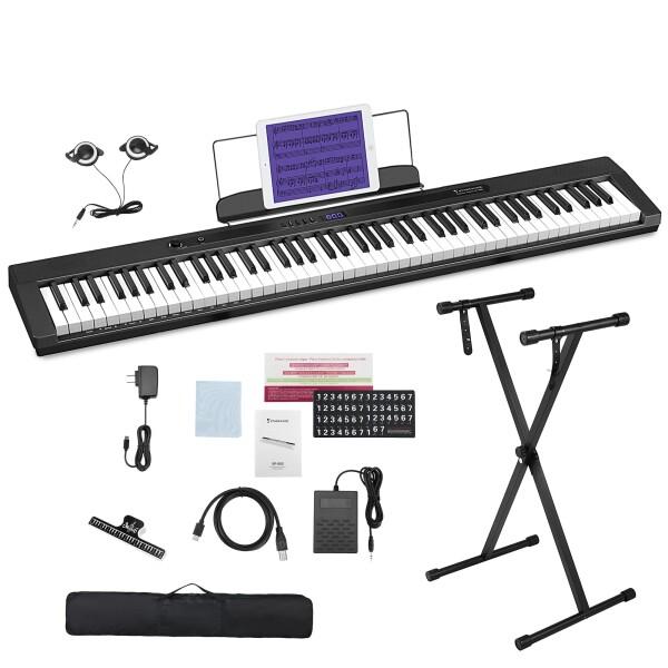 Starfavor電子ピアノ 88鍵盤 セミウェイテッドキーボード MIDI対応 携帯型 薄型軽量 ...