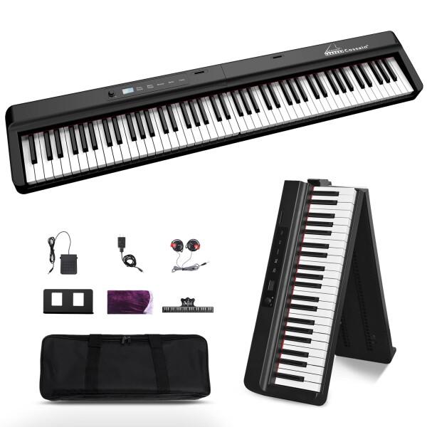 BX15S 電子ピアノ 折り畳み式 88鍵盤 ワイヤレスmidi対応 半付け重さ鍵盤 ペダル付き 液...
