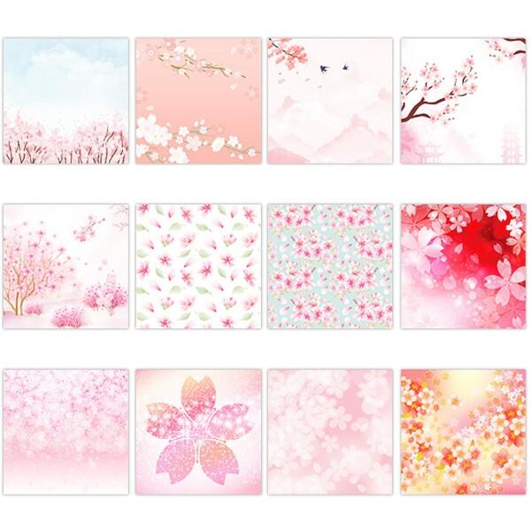 HAMILO 折り紙 両面プリント 柄有り 裏表12種類 桜柄 和風 約7×7cm 300枚セット