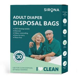 Sirona Premium Adult Diaper Disposable Bags - 30 Bags | Odor Sealing for Diapers, Food Waste, Pet Waste, Sanitary Product Disposal｜supiyura