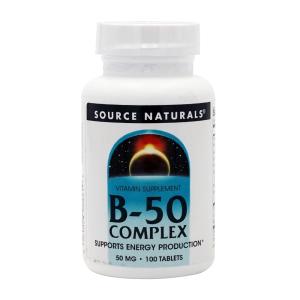 ビタミン B-50 コンプレックス 50mg 100粒 タブレット ソースナチュラルズ 【Source Naturals】Vitamin B-50 Complex 50 mg, 100 Tablets｜supla