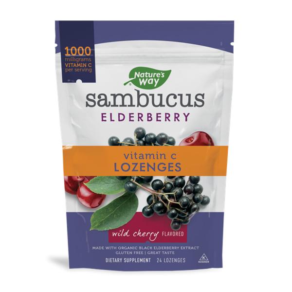 Nature's WayサムブカスエルダーベリービタミンCワイルドチェリー、24ローゼンジ