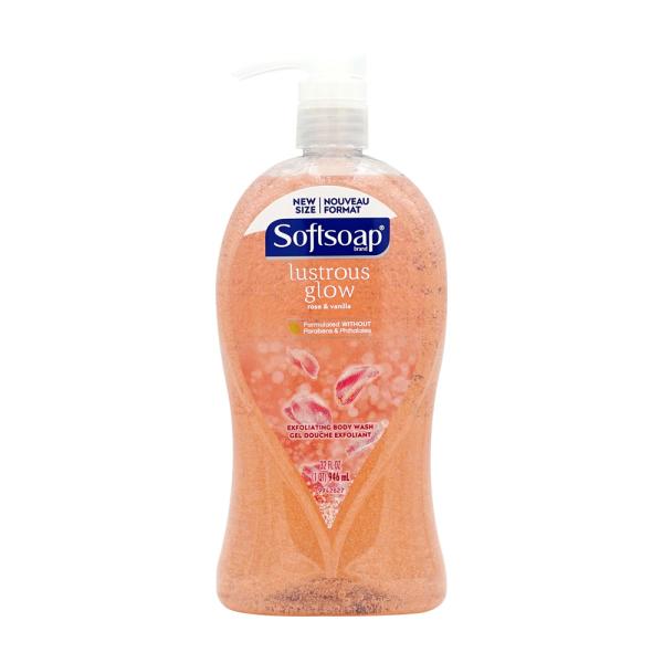 Softsoap,エクスポリエーティングボディウォッシュ光沢グローローズアンドバニラ、946 ml