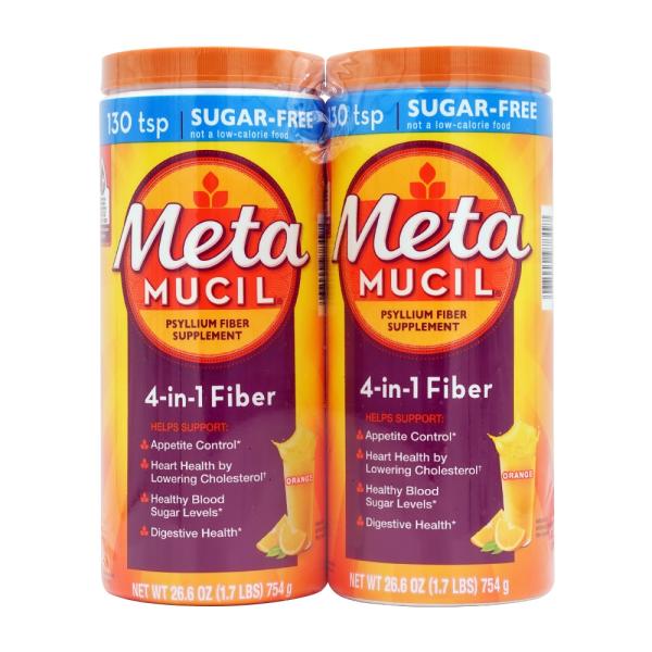 Meta Mucilシュガーフリー4in1ファイバーパウダーオレンジ(754g×2パック)、1セット