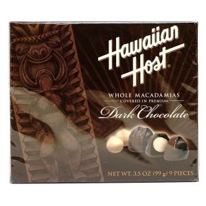 ハワイアンホースト ホールマカダミアナッツカバー イン ダークチョコレート 9個入り 99 gWhole Macadamia Nuts Covered in Dark Chocolate