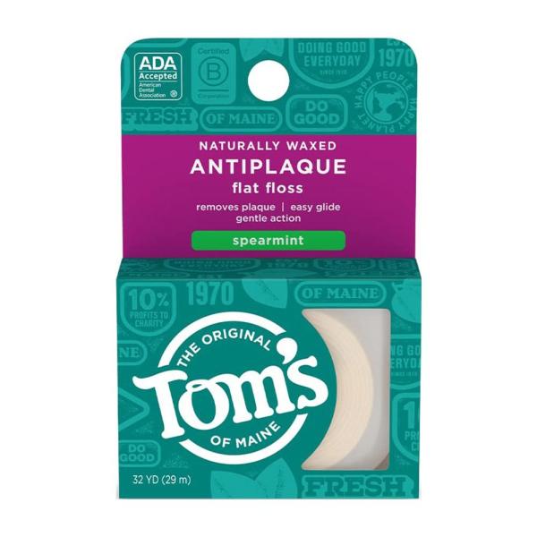 Tom&apos;s of Maineアンチプラグフラットフロススピアミント、29m　Antiplaque F...