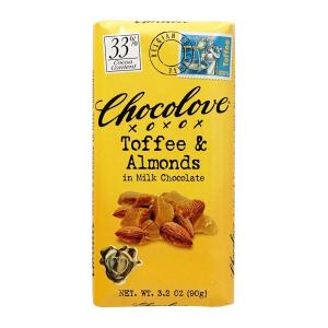 Chocoloveトフィーアンドアーモンドミルクチョコレート90g　Toffee & Almonds in Milk Chocolate 3.2 oz｜supla
