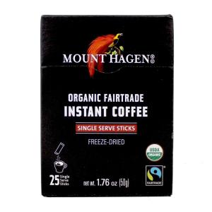 マウントハーゲン オーガニックフェアトレードインスタントコーヒー フリーズドライ 25個入 Mount Hagen Organic  Instant Coffee, 25pieces