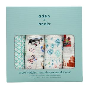 エイデンアンドアネイ おくるみ モスリン スワドル 赤ちゃん用 4枚セット Aden and Anais Classic Large Swaddles Around the World 4 Set｜supla