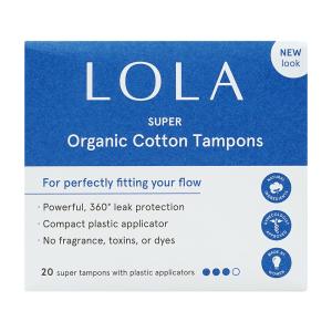 オーガニックコットンタンポンスーパー、20個入り　LOLA, Organic Cotton Tampons Super,  20Count｜supla