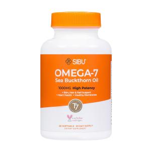 Sibu Beautyオメガ-7 サポート、シーバックソーン オイル、高効能 1000 mg 60 ソフトジェル｜supla