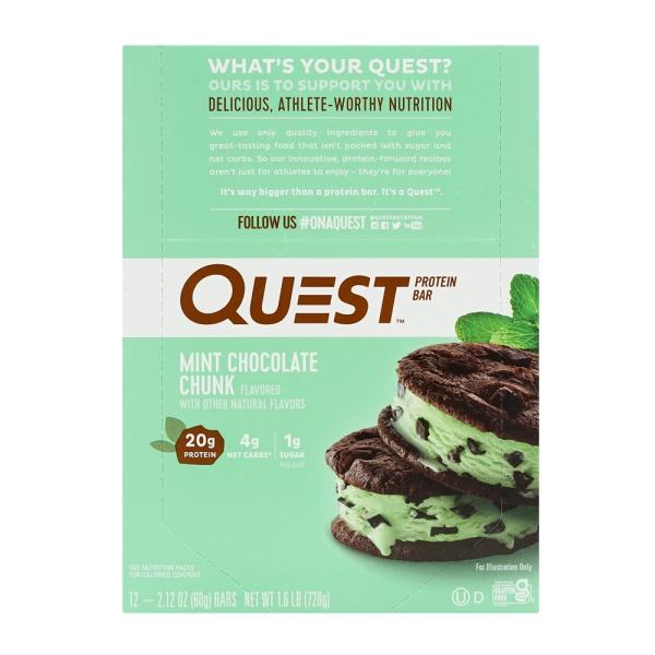 プロテインバーミントチョコレートチャンク(12個入り)、1セット QUEST NUTRITION  ...