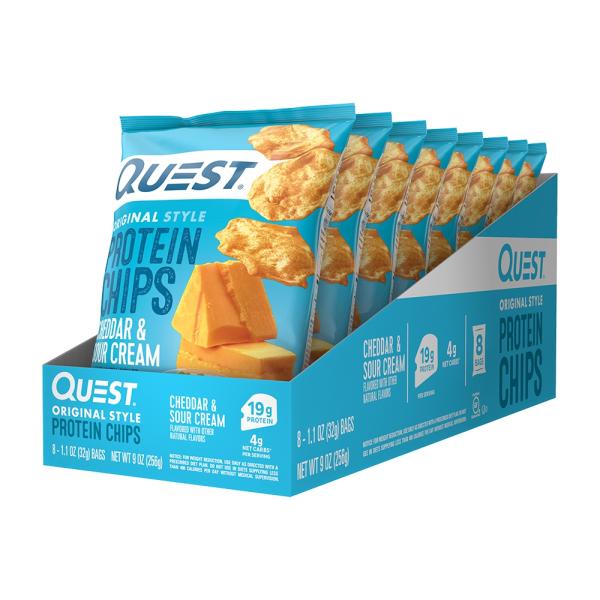クエストニュートリション プロテインチップ チェダーアンドサワークリーム8個入り  QUEST NU...