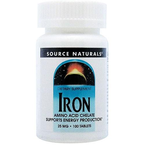 鉄（アミノ酸結合） 25mg 100粒   Source Naturals