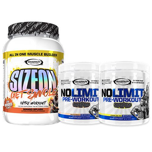 【お得セット】ノーリミット プレワークアウト（ホワイトピーチ,レモンアイスティー ）＆サイズオン（マ...