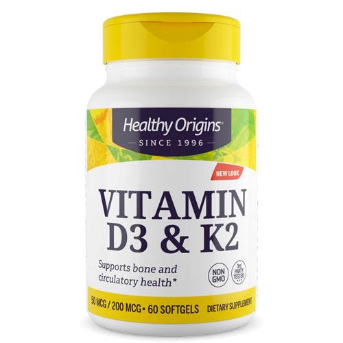ビタミンD3 &amp; K2 60粒  Healthy Origins ヘルシー オリジンズ  ビタミンd...