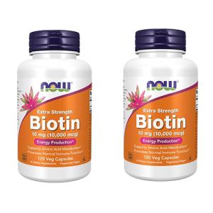 【2個セット】ビオチン 超高含有10mg 10000mcg  120粒  Now Foods ナウフーズ スキンケア ヘアケア 肌 髪 ビタミンB群 ビオチン サプリ｜サプリンクス Yahoo!店