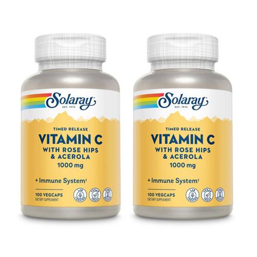 2個セット ビタミンC サプリメント 1000mg 2段階タイムリリース型  Solaray社 ¬