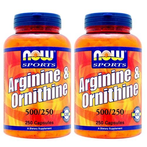 2個セット Lアルギニン 500mg＆Lオルニチン 250mgお得サイズ 250粒入 NOW
