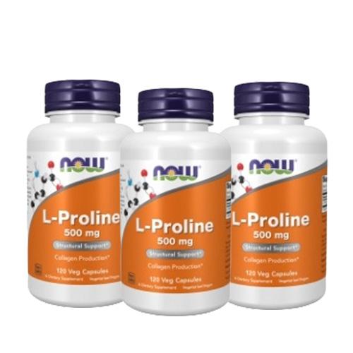 【3個セット】Lプロリン 500mg 120粒 Now Foods ナウフーズ