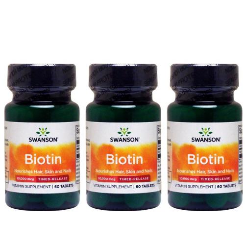 3個セット ビオチン ビタミンＨ 10000mcg 10mg/タイムリリース型  60粒