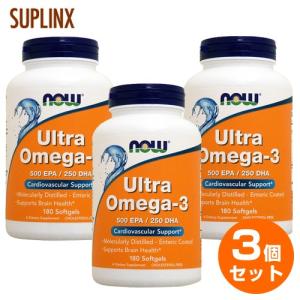 3個セット お得サイズ ウルトラオメガ3 EPA＆DHA  180粒 NOW ¬｜suplinx