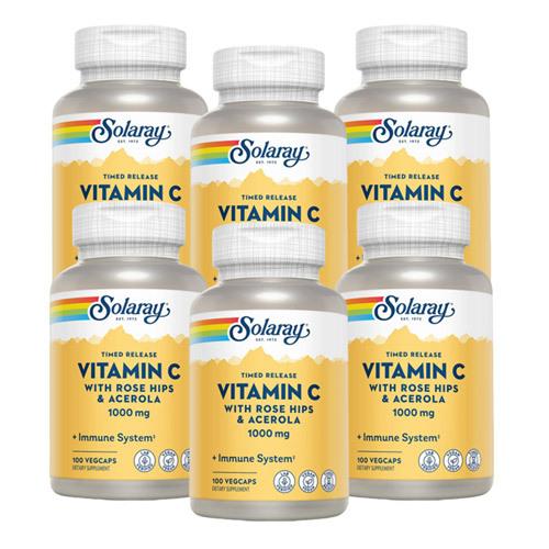 6個セット ビタミンC サプリメント 1000mg 2段階タイムリリース型  Solaray社 ¬