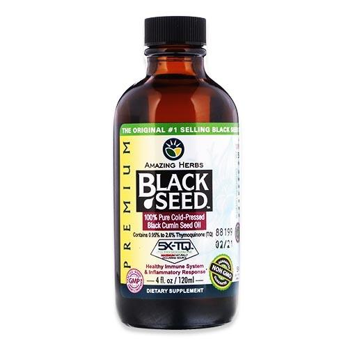 アメイジングハーブズ ブラックシード 純粋低温圧搾 ブラッククミン種子オイル 120ml (4flo...