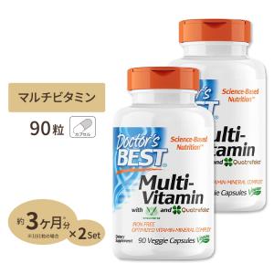 [2個セット]ドクターズベスト マルチビタミン + ビタシャインD3 & クアトレフォリック 90粒 ベジカプセル Doctor's Best Multi-Vitamin｜supplefactory