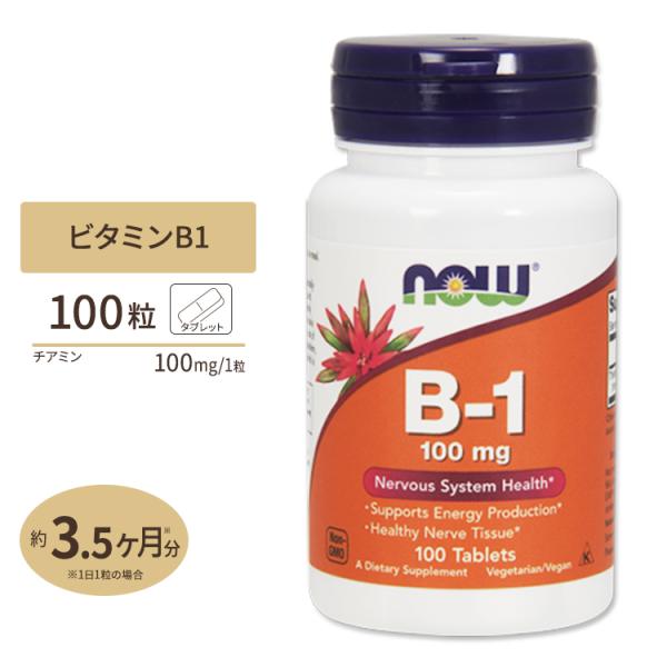 ビタミンB-1 チアミン 100mg 100粒 NOW Foods ナウフーズ