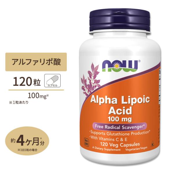 NOW Foods アルファリポ酸 100mg 120粒 ベジカプセル ナウフーズ ALPHA LI...