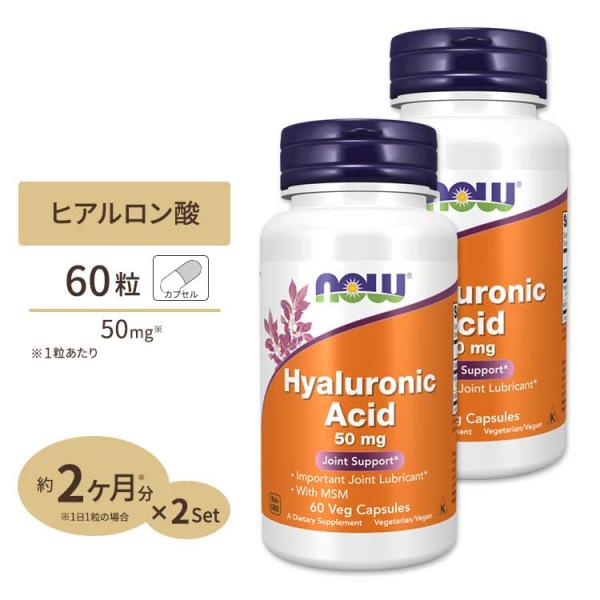 ナウフーズ ヒアルロン酸＋MSM 60粒 2個セット NOW Foods