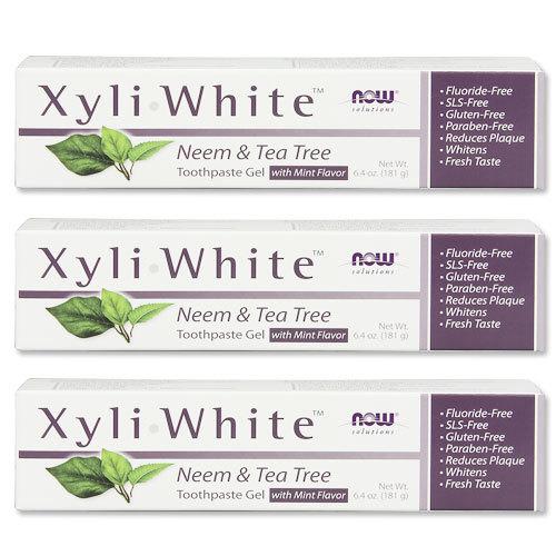 【クーポンあり】[3個セット] キシリホワイト ニーム&amp;ティーツリー歯磨き粉ジェル 181g NOW...