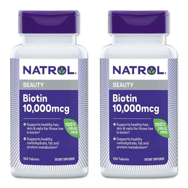 [2個セット] ナトロール ビオチン サプリメント 10000mcg 100粒 Natrol Bio...