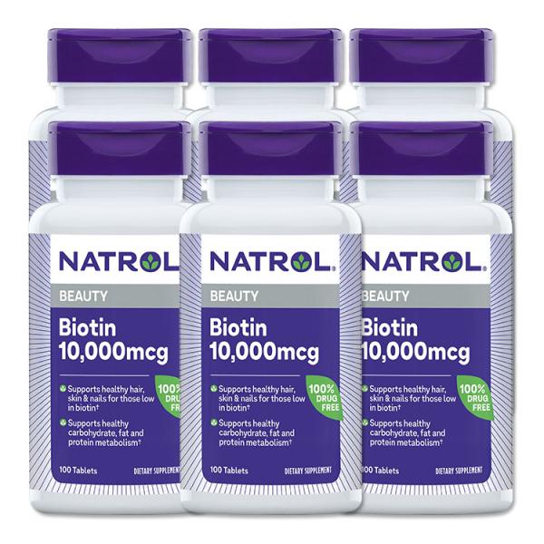 [6個セット] ナトロール ビオチン サプリメント 10000mcg 100粒 Natrol Bio...