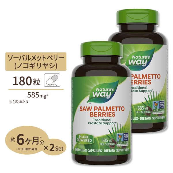[2個セット] ネイチャーズウェイ ソーパルメット ベリー (ノコギリヤシ) 585mg 180粒 ...
