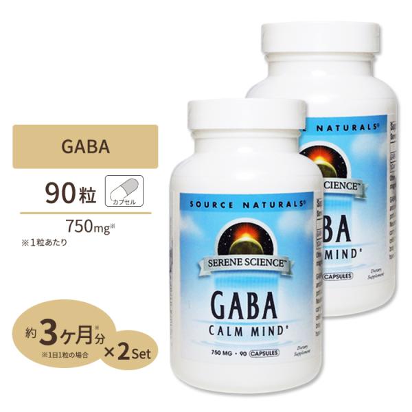 2個セット ソースナチュラルズ ギャバ ガンマアミノ酪酸 750mg 90粒 Source Natu...